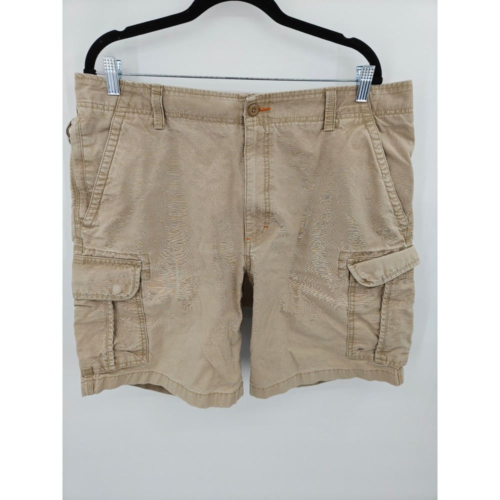 LL Bean Natural Fit Cargo Shorts Mens 38 Khaki Tan Cotton 503740 Outdoor Utility